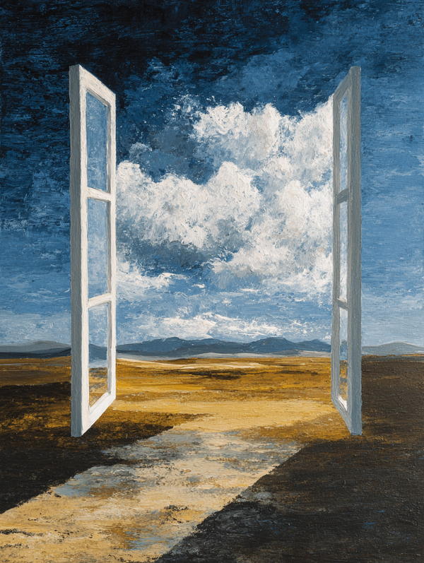 Malen nach Zahlen schwebendes Fenster über der Wüste 30x40