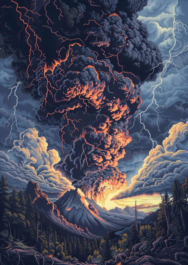 Malen nach Zahlen gewaltige Vulkaneruption