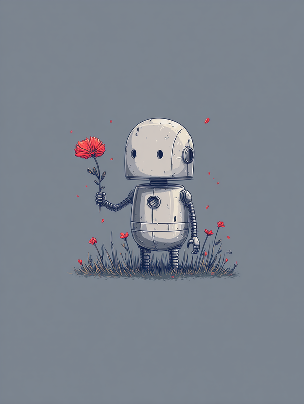 Malen nach Zahlen – Süßer Roboter mit Blume