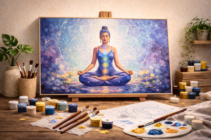 Spirituelles Malen-nach-Zahlen-Motiv