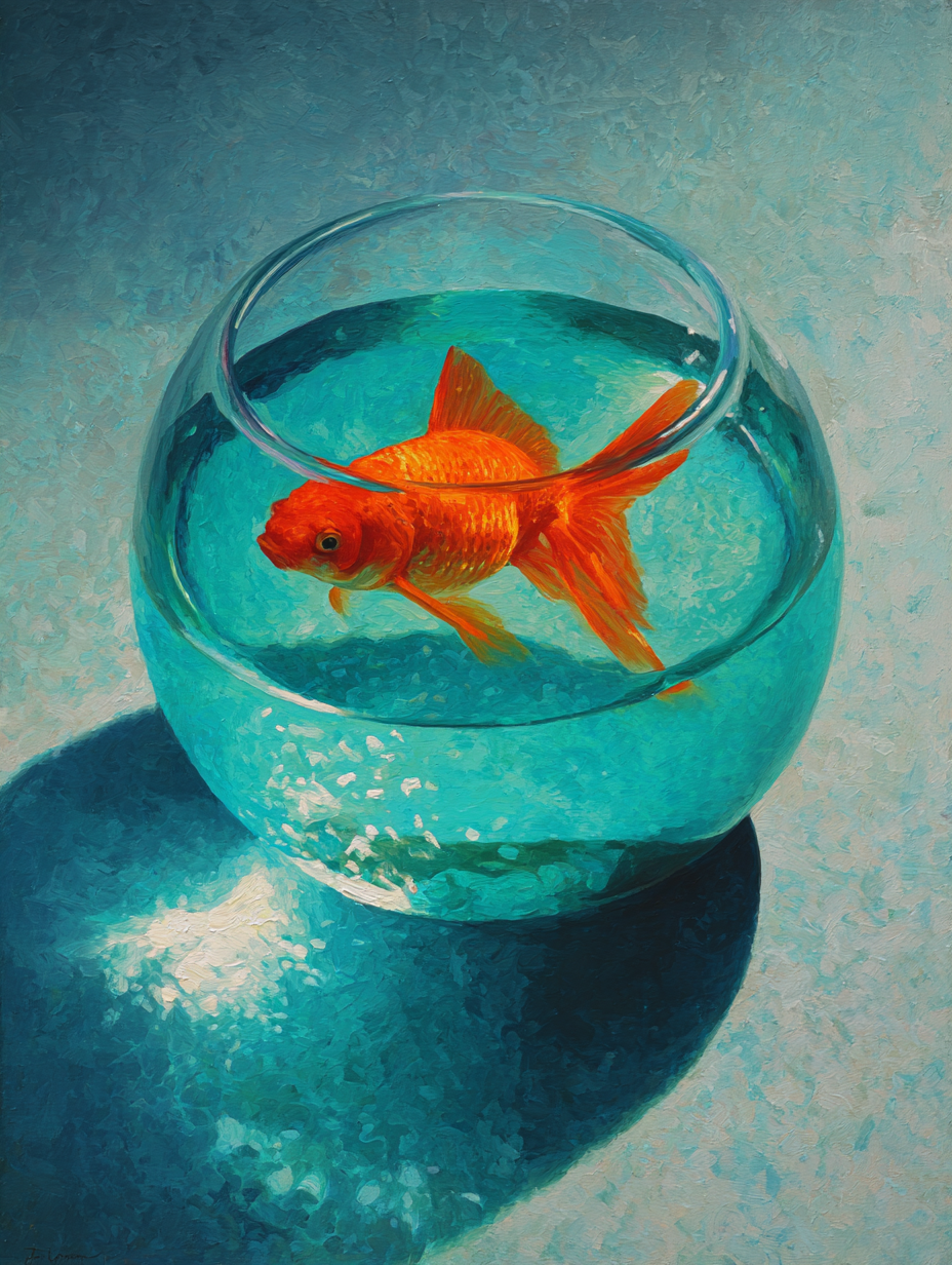 Malen nach Zahlen – Goldfisch im Glas