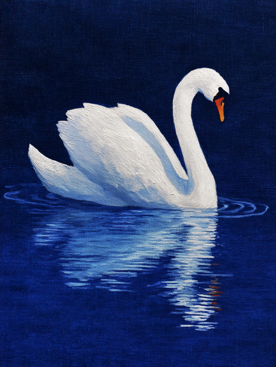 Malen nach Zahlen – Eleganter Schwan auf dem See