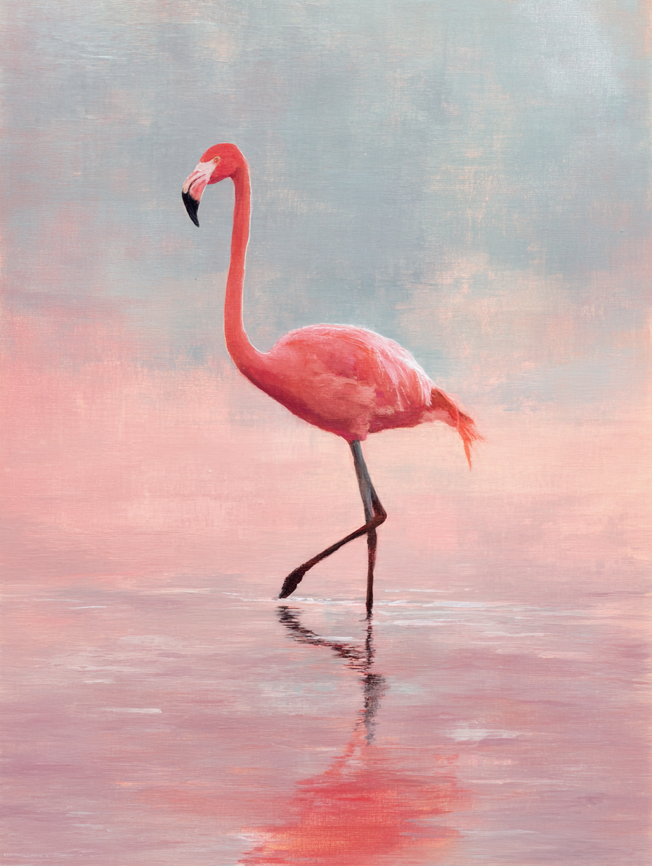 Malen nach Zahlen – Rosa Flamingo im Wasser