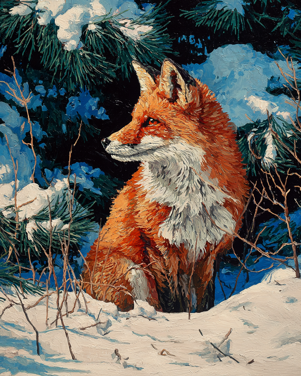 Malen nach Zahlen - Rotfuchs im Schnee
