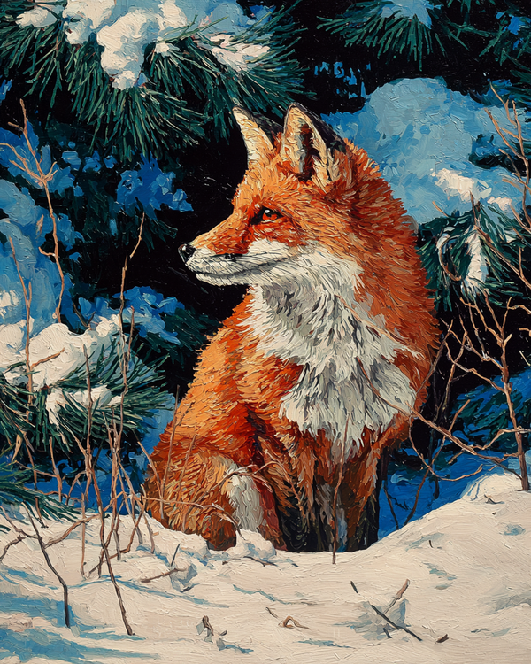 Malen nach Zahlen - Rotfuchs im Schnee
