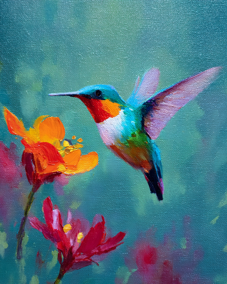 Malen nach Zahlen - Kolibri an der Blüte