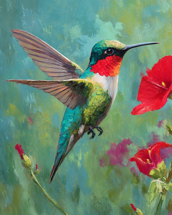 Malen nach Zahlen – Kolibri im Flug