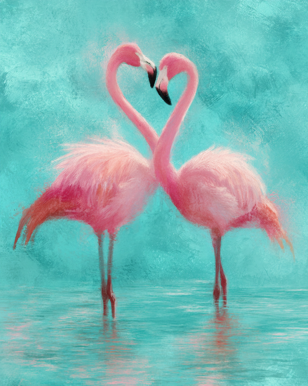 Malen nach Zahlen – Flamingos im türkisen Wasser