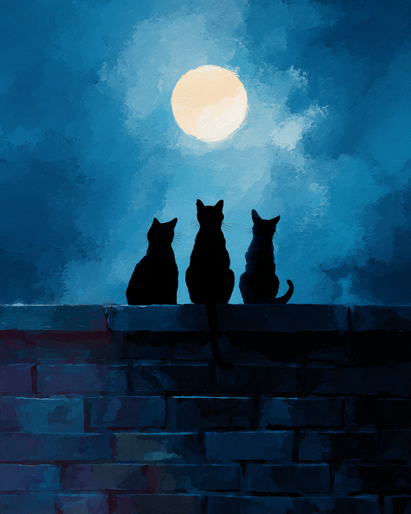 Malen nach Zahlen – Katzen im Mondschein