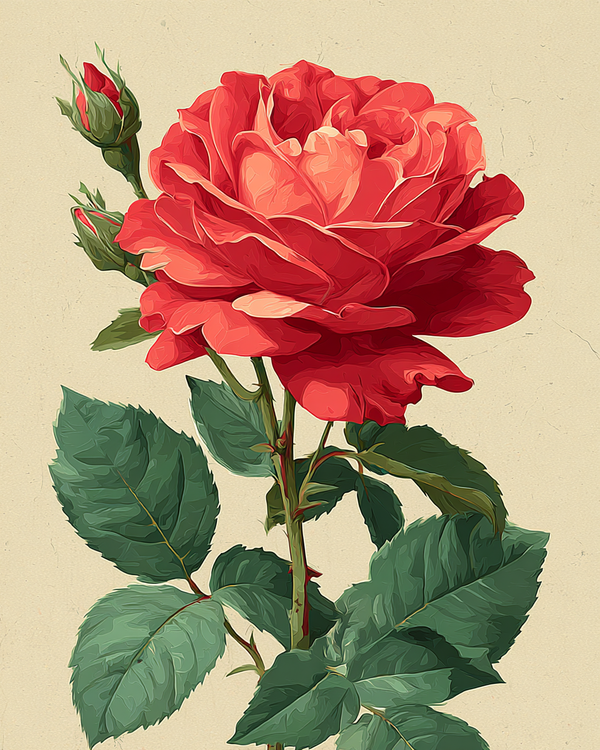Malen nach Zahlen rote Rose