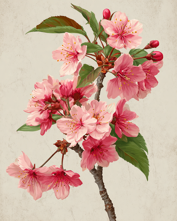 Malen nach Zahlen rosa Kirschblüte