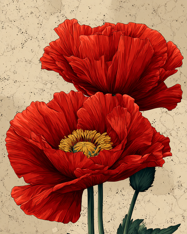 Malen nach Zahlen rote Mohnblumen