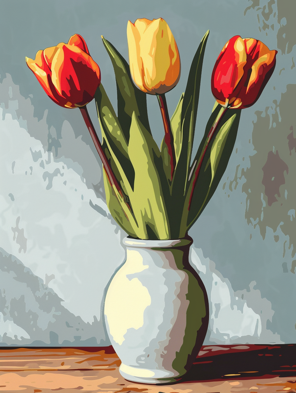 Malen nach Zahlen Blumenvase mit fünf Blüten