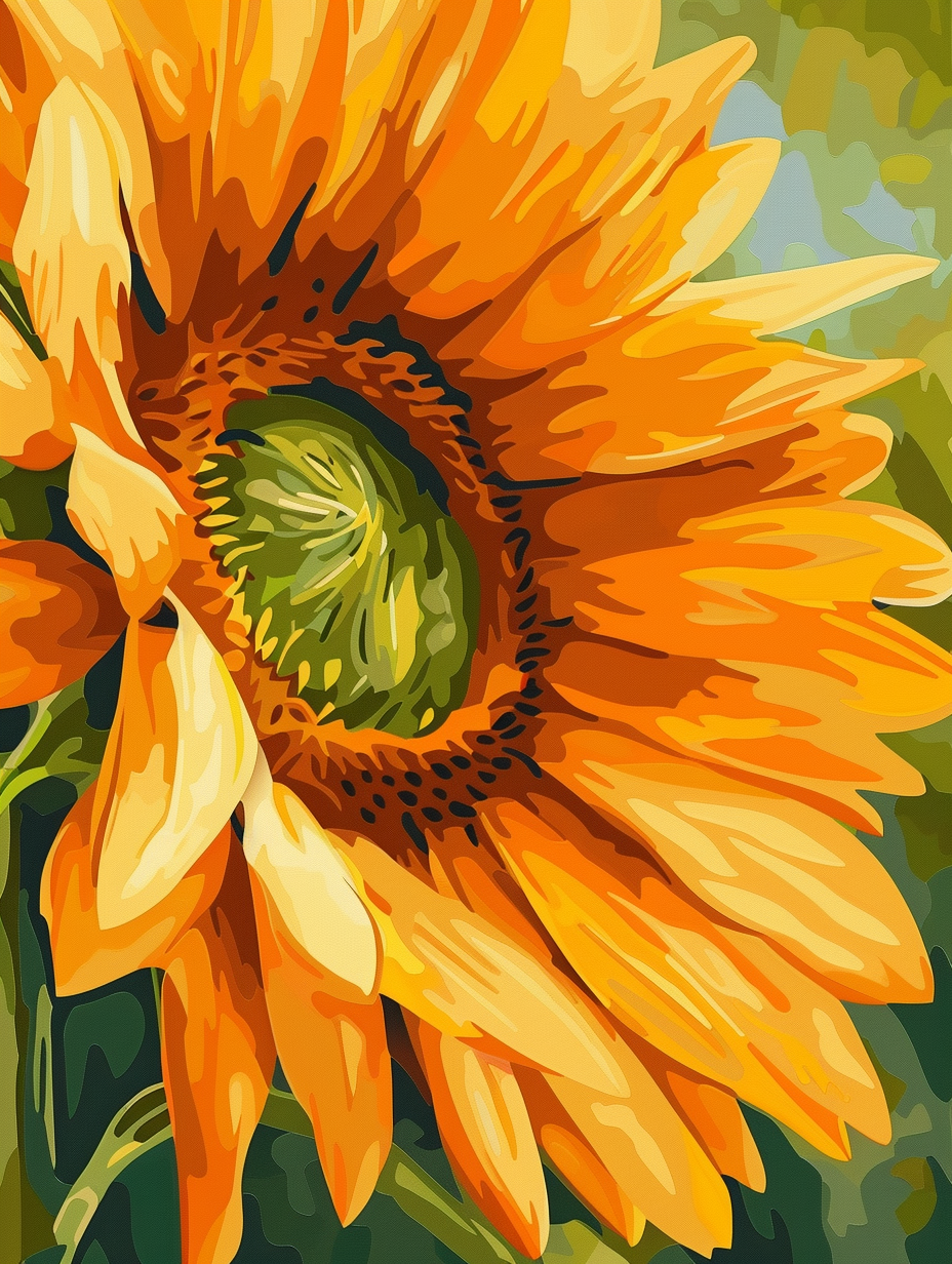 Malen nach Zahlen Sonnenblume Nahaufnahme