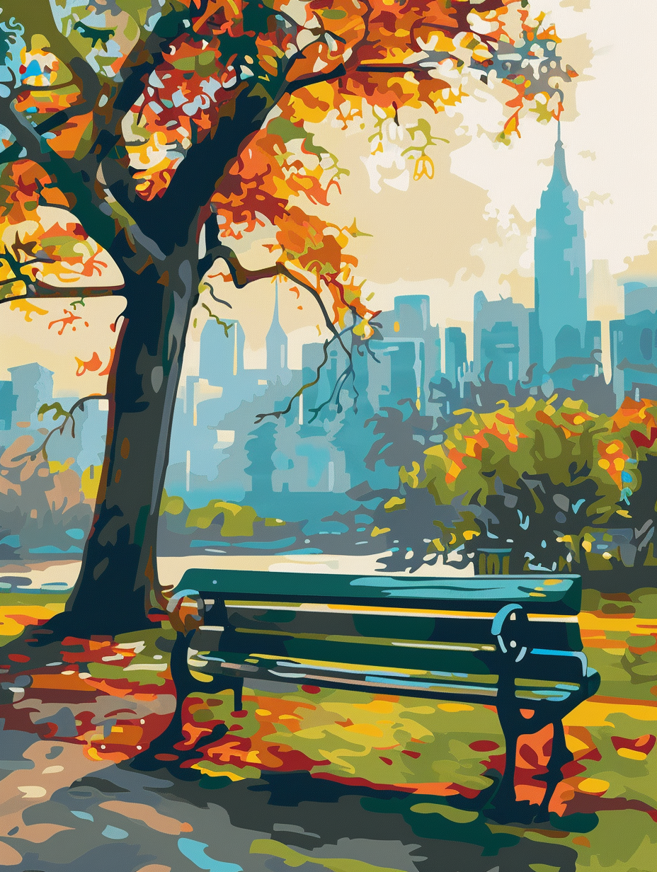 Paint by Numbers - Green Park Bench