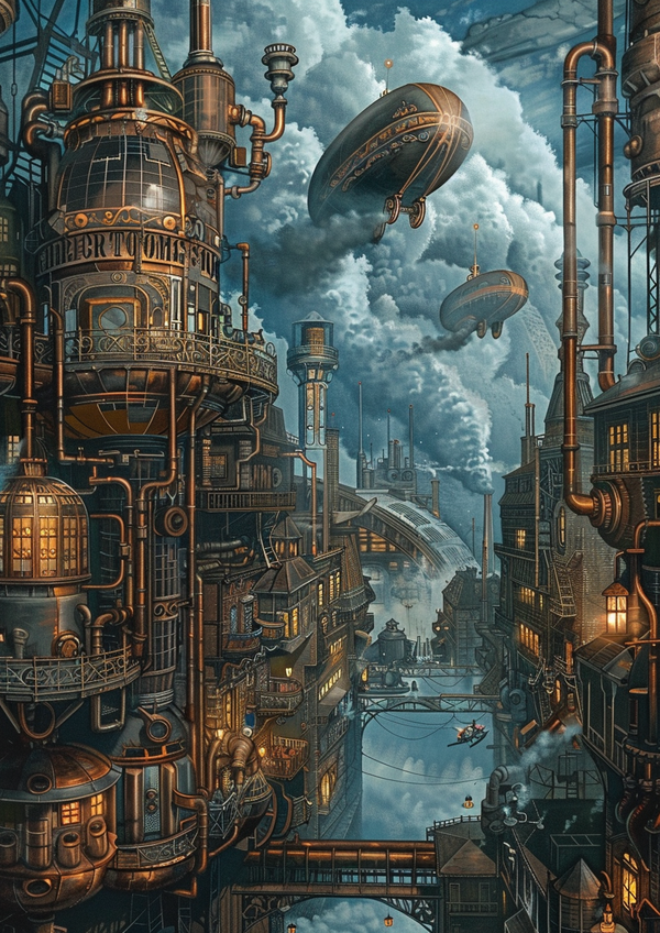 Malen nach Zahlen - Viktorianische Steampunk-Stadt