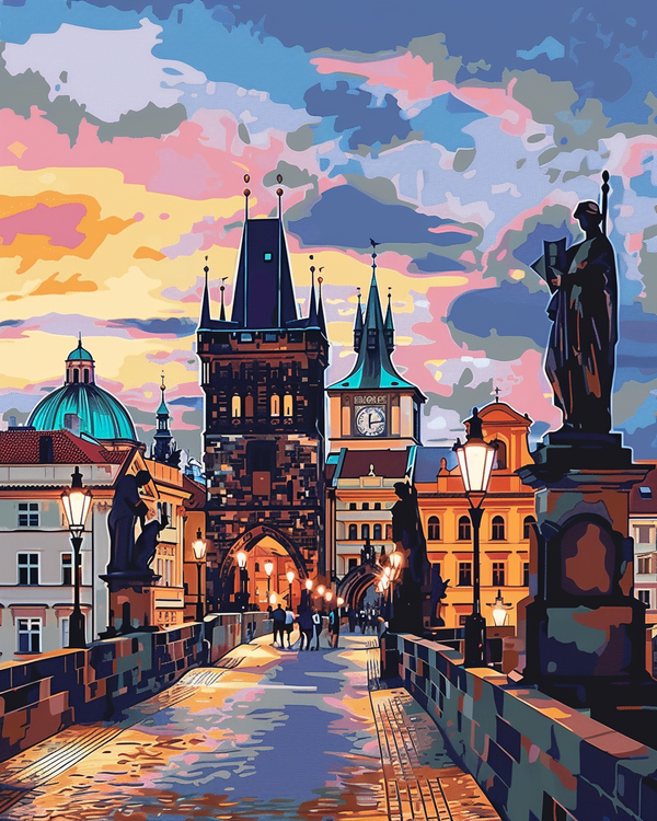 Malen nach Zahlen - Prager Karlsbrücke mit Statuen