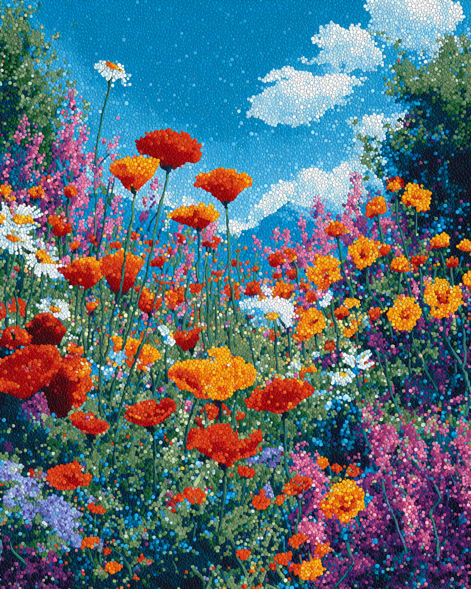 Malen nach Zahlen Pointillismus Wildblumenwiese