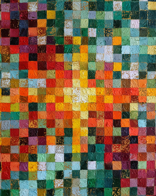 Malen nach Zahlen buntes Mosaik mit Sonnenmuster