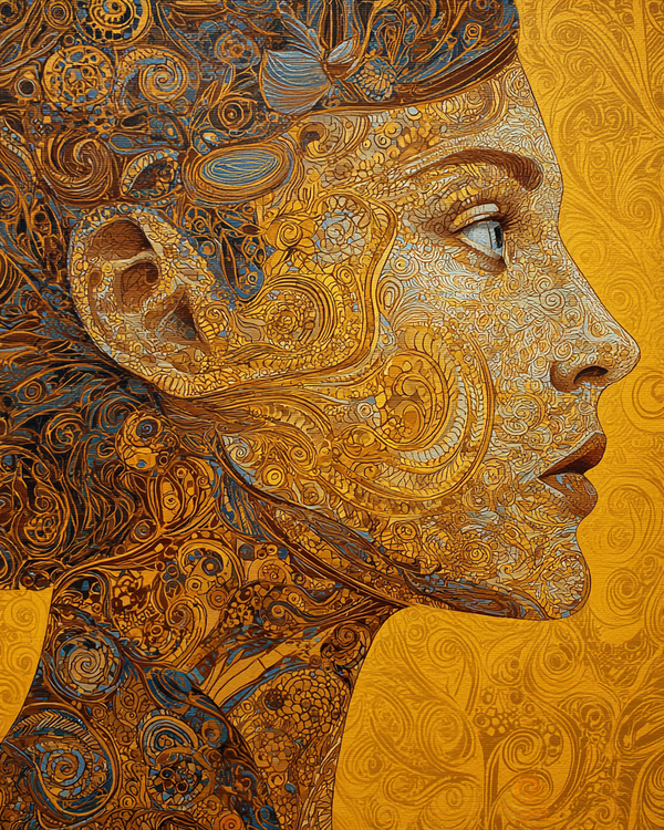 Malen nach Zahlen – Goldenes Abstraktes Portrait