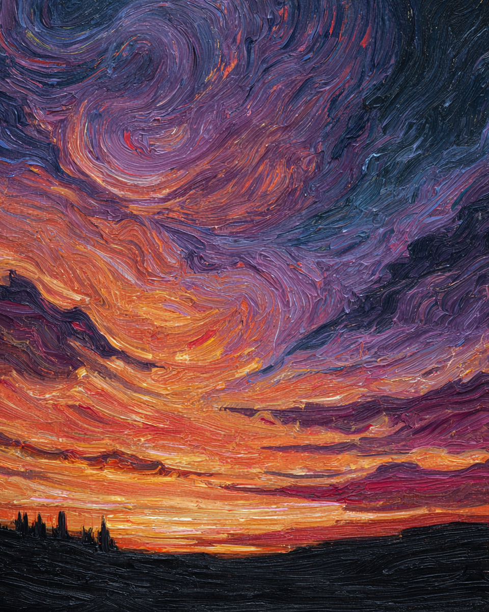 Malen nach Zahlen orange-violetter Abendhimmel