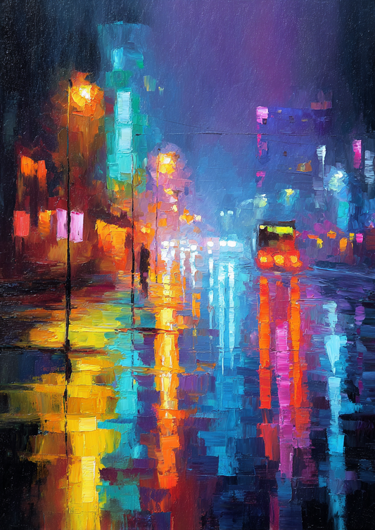 Malen nach Zahlen – Rainy City Street At