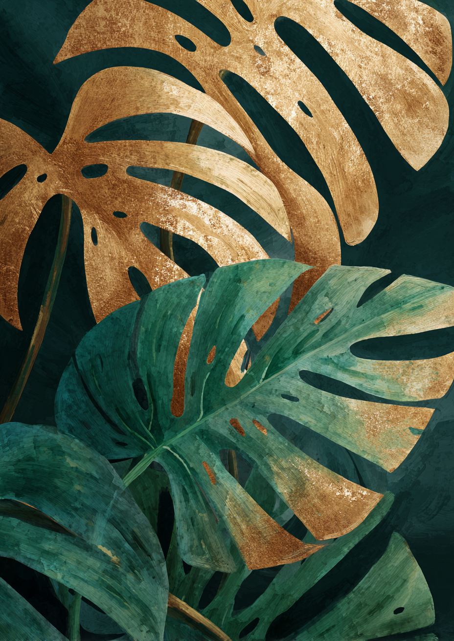 Malen nach Zahlen Monstera in Gold
