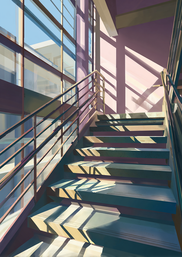 Malen nach Zahlen geometrische Architekturtreppe