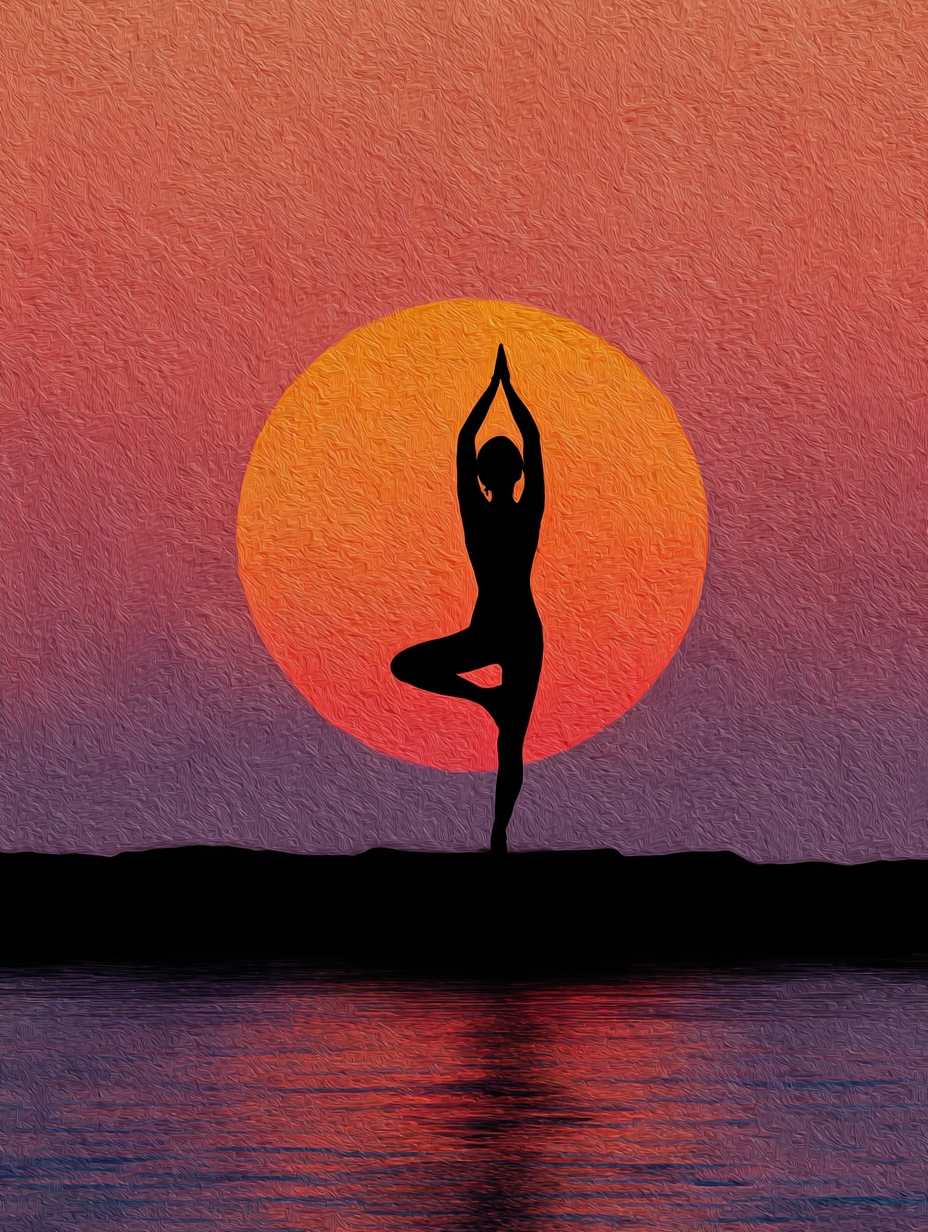 Malen nach Zahlen Yoga bei Sonnenaufgang