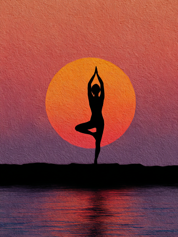 Malen nach Zahlen Yoga bei Sonnenaufgang