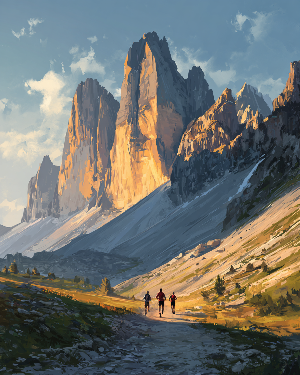 Malen nach Zahlen Trail Runner vor Bergkulisse