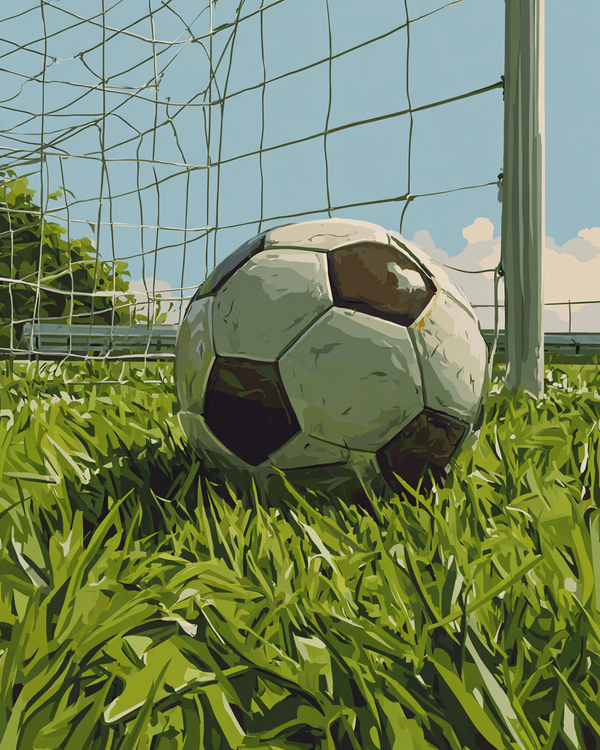 Malen nach Zahlen Fußball auf dem Rasen