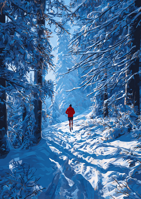 Malen nach Zahlen Trail Runner im Winterwald