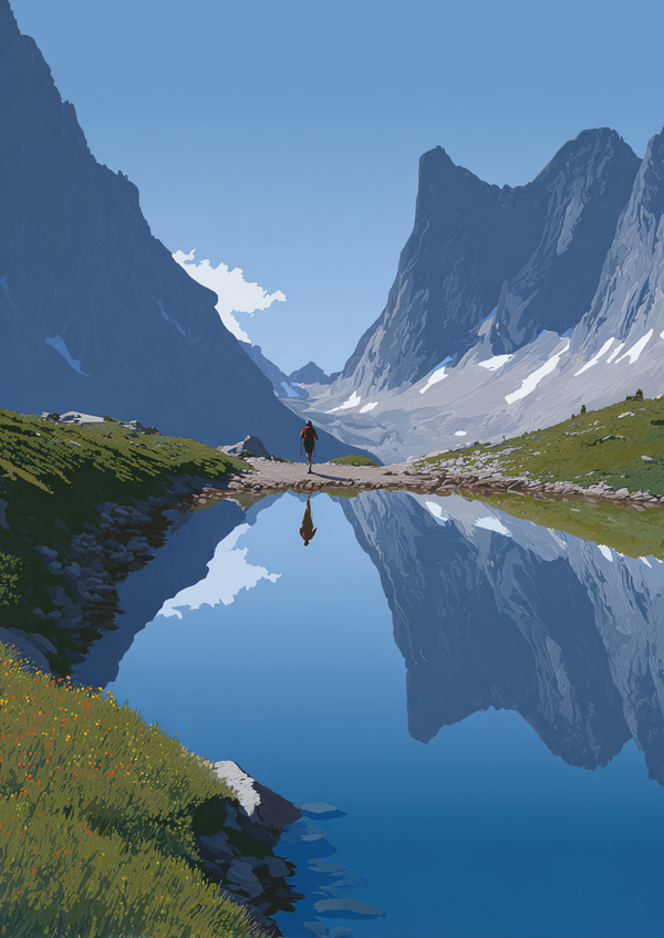 Malen nach Zahlen Trail Runner am Bergsee
