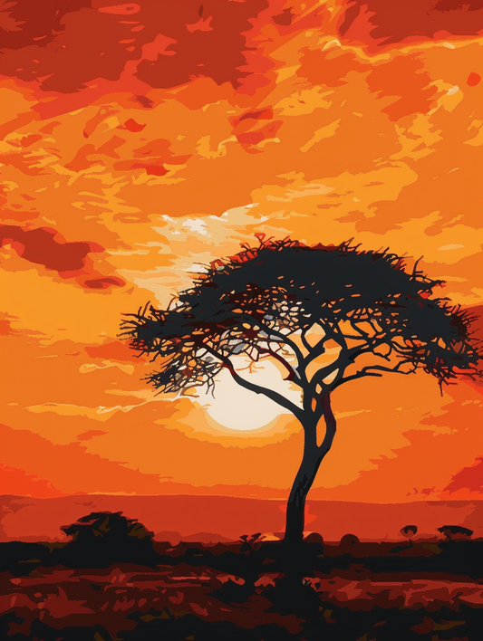 Malen nach Zahlen – Iant Orange Sun Setting