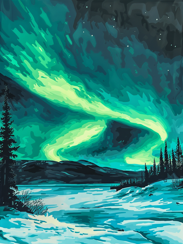 Malen nach Zahlen - Tanzende Nordlichter
