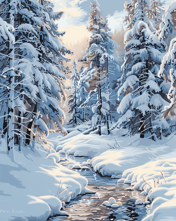 Malen nach Zahlen - Stille im Wald Winter