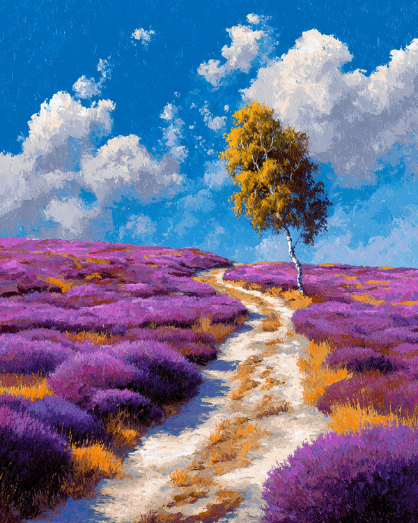 Malen nach Zahlen Weg durch die Heide