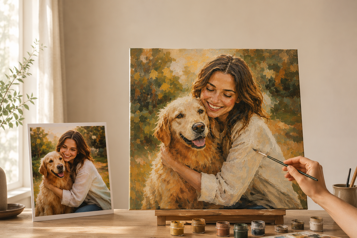 Transform your own photo into an oil painting and then paint it yourself
