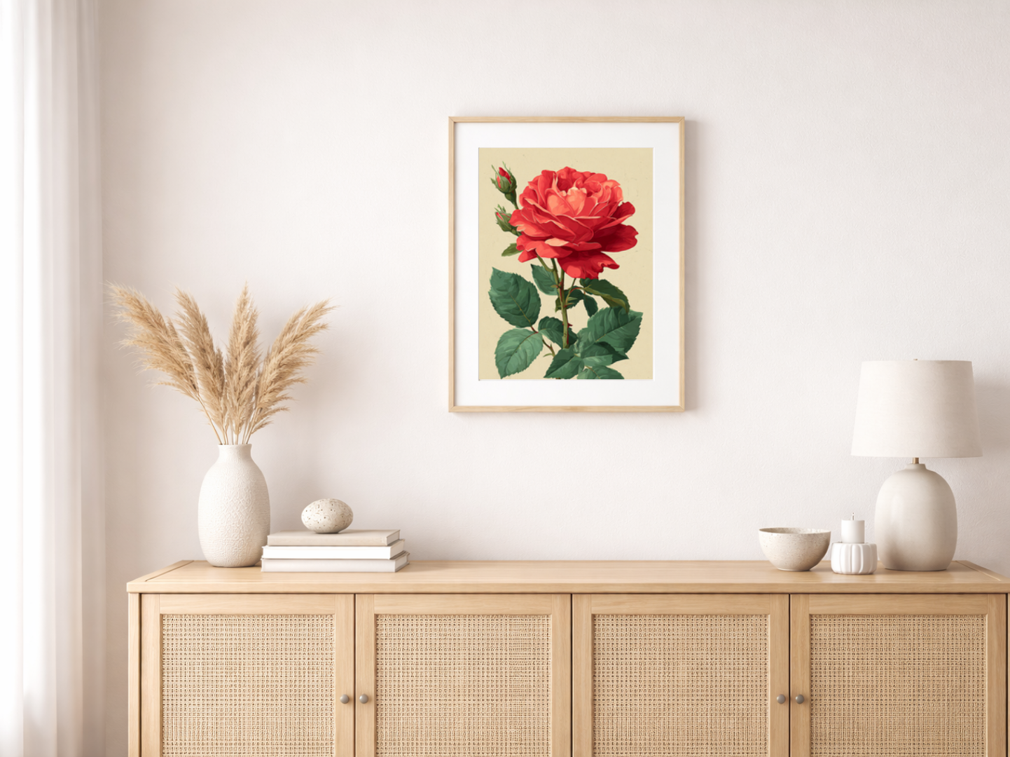 Malen nach Zahlen – Rote Rose in voller Blüte