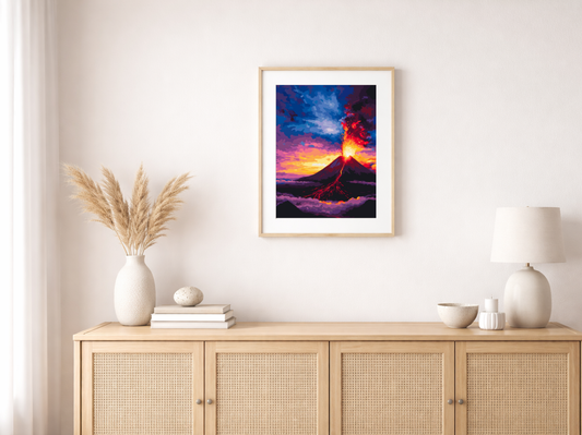 Malen nach Zahlen – Volcano Silhouette At Night