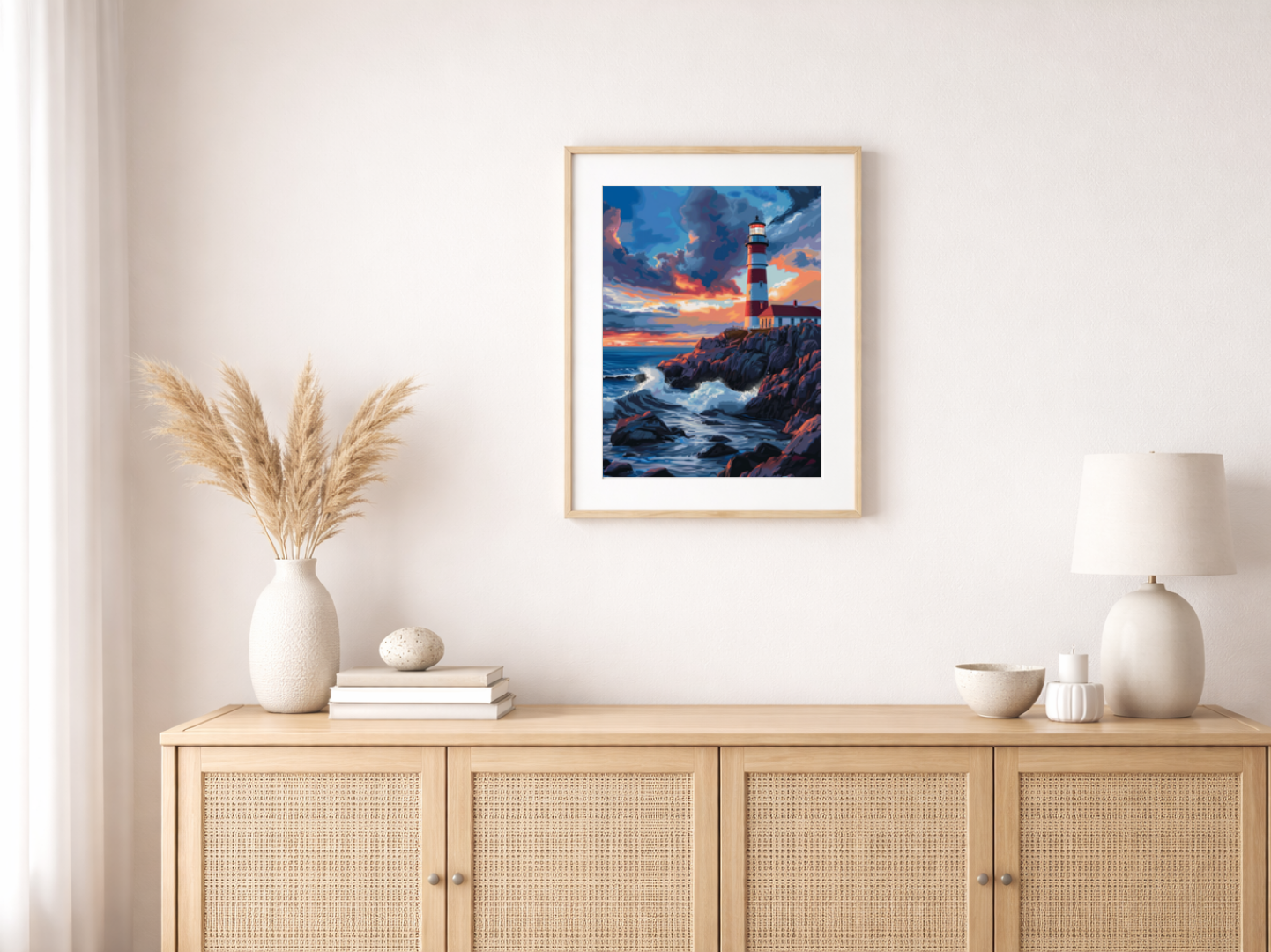 Malen nach Zahlen – Red And White Lighthouse