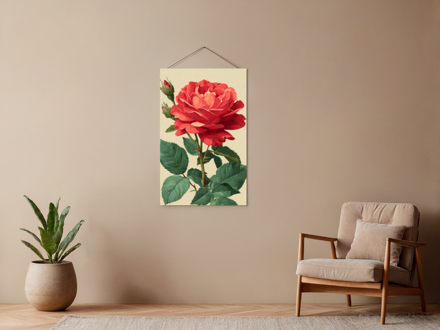Malen nach Zahlen – Rote Rose in voller Blüte