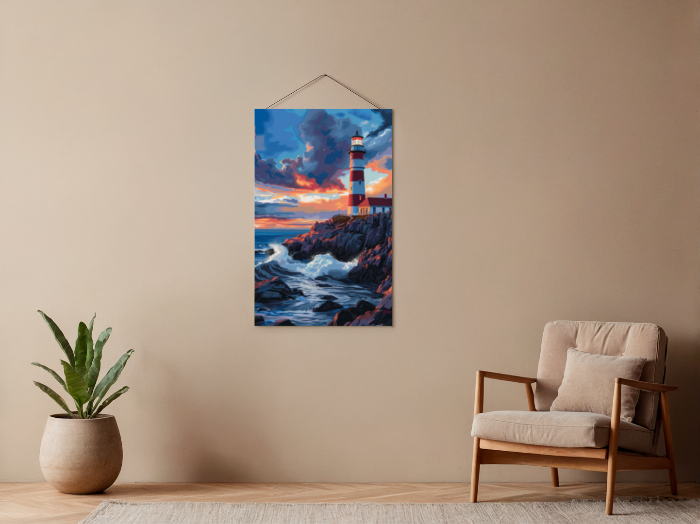 Malen nach Zahlen – Red And White Lighthouse