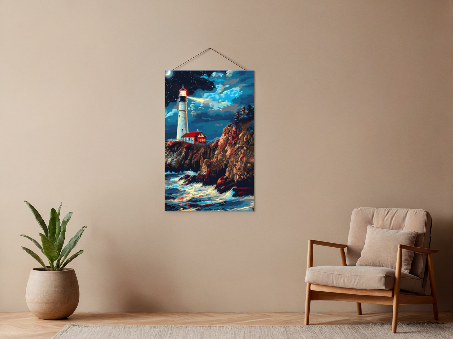 Malen nach Zahlen – Red And White Lighthouse