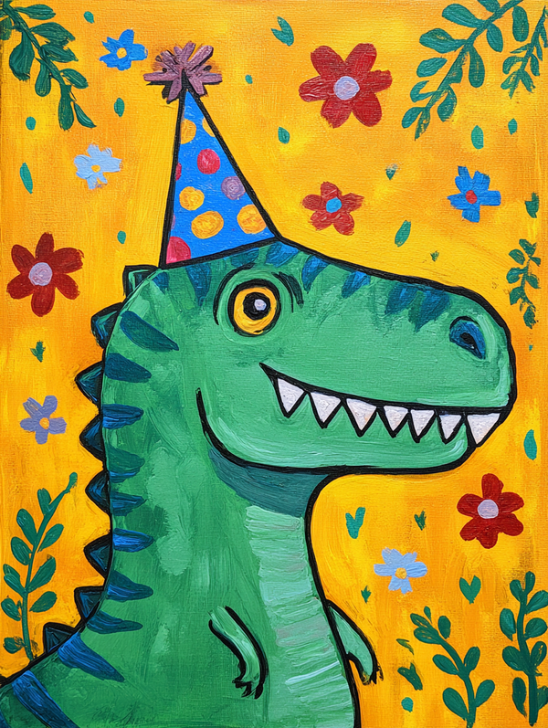Malen nach Zahlen – Fröhlicher Dinosaurier