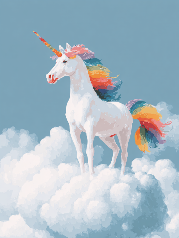 Malen nach Zahlen weißes Einhorn mit Regenbogenmähne