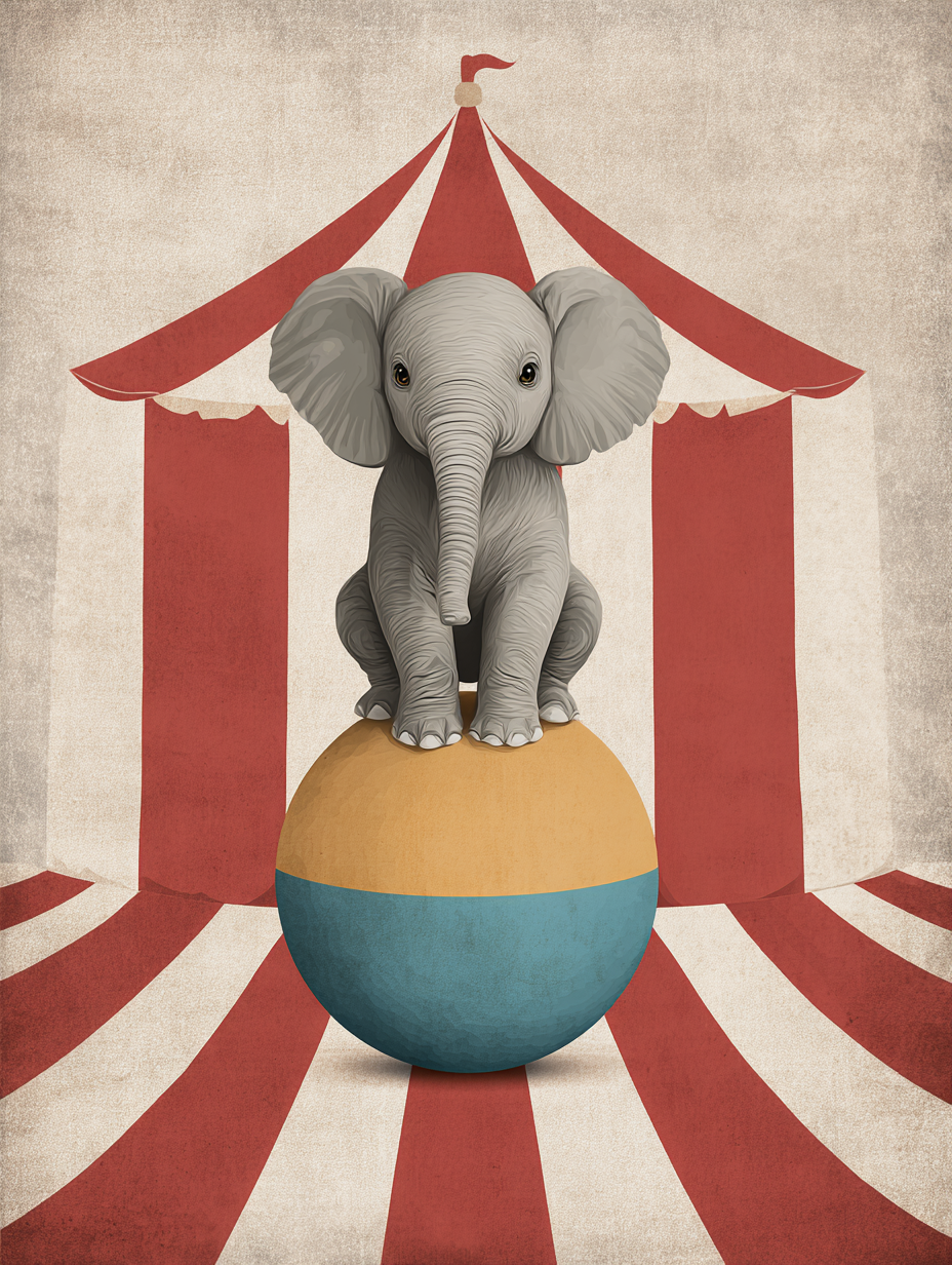 Malen nach Zahlen – Baby Elefant mit Ball