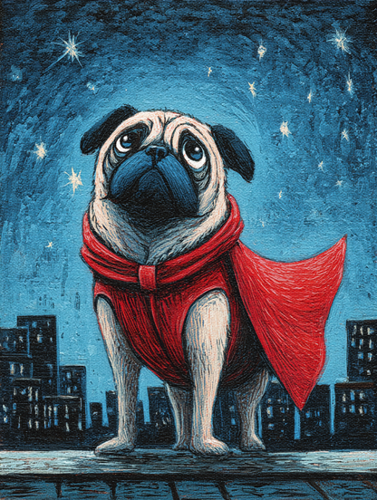 Malen nach Zahlen – Superhelden Mops