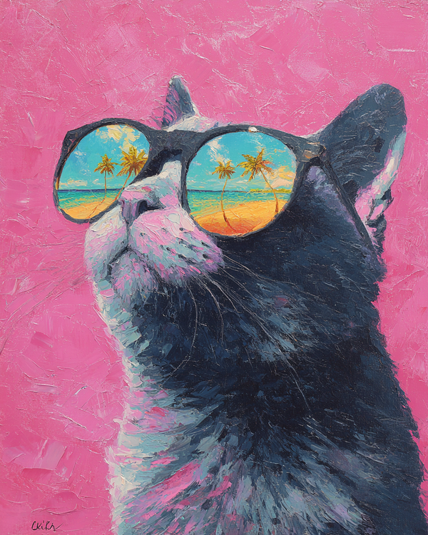 Malen nach Zahlen coole Katze mit Sonnenbrille